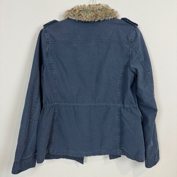 Levi’s Navy Cargo Jacket Detachable Faux Fur Collar S - Picture 3 of 6